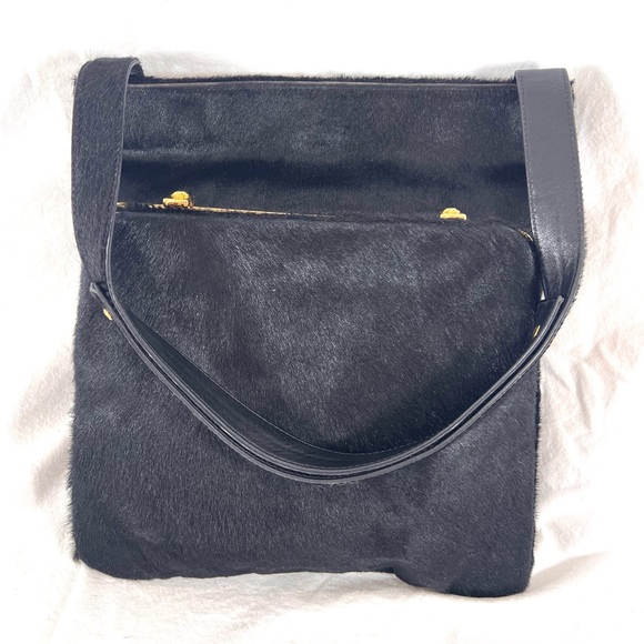 GIANNI VERSACE Rare Authentic Couture Medusa Black Calf Hair Made in Italy - Picture 1 of 17